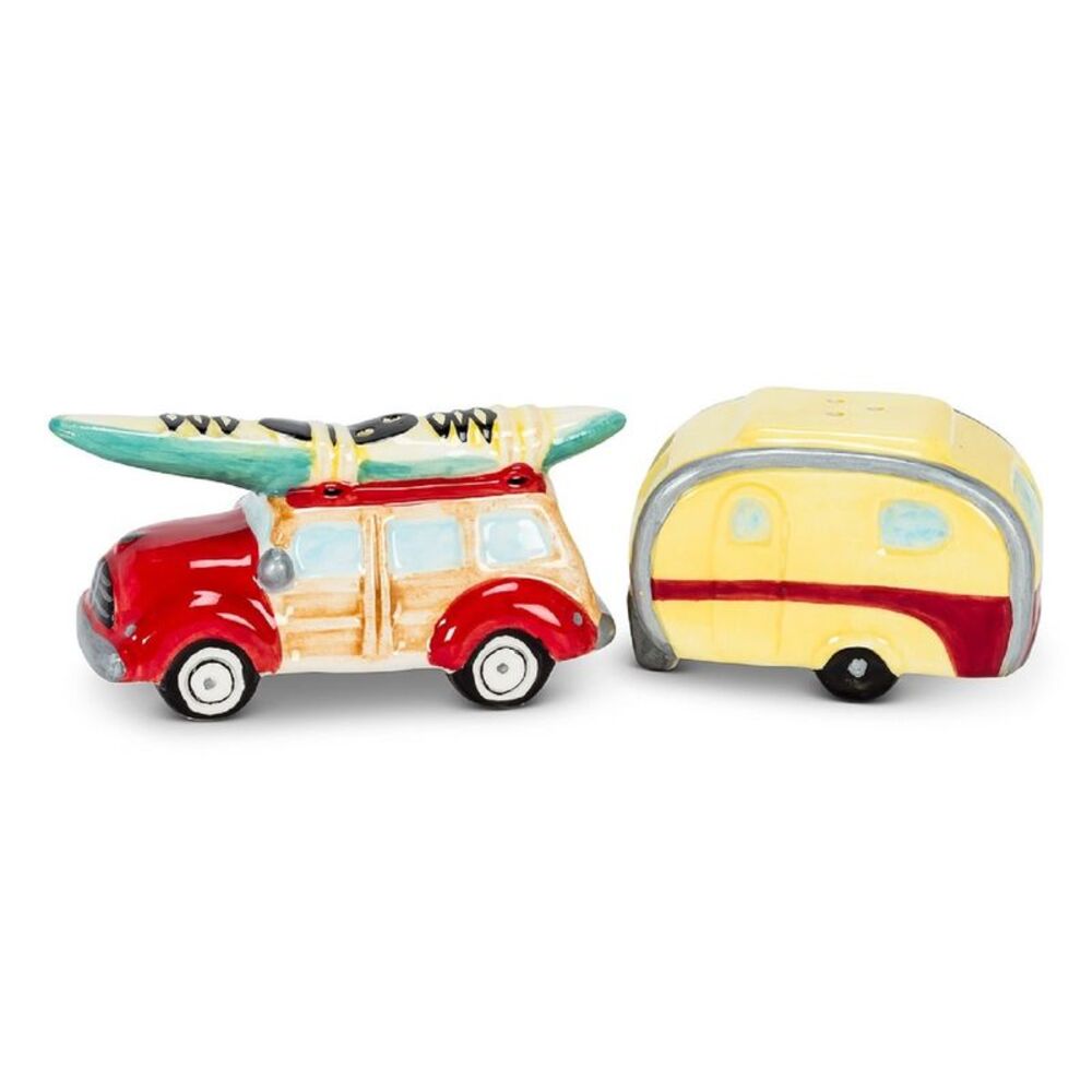 Woody Car and Camper Salt and Pepper Ceramic